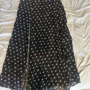 Reformation Zoe Black Floral Skirt